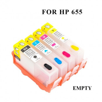 Set 4 cartuse reincarcabile pt HP655 HP-655 CZ109AE CZ110AE CZ111AE CZ112AE BLACK CYAN MAGENTA YELLOW