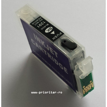 Cartus autoresetabil PLIN CU CERNEALA EPSON T1291 reincarcabil refilabil ( Cartus T-1291 cip auto-resetabil negru )