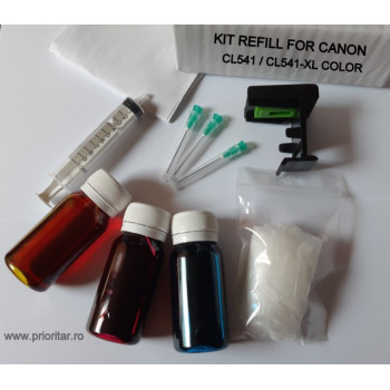 Kit refill reincarcare cartuse Canon CL-541 CL-541XL color CL541 imprimante Canon PIXMA MG2250 MG4250 MX375 MX395 MX435