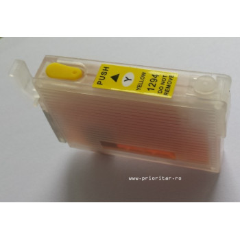 Cartuse autoresetabile PLINE CU CERNEALA EPSON T1294 reincarcabile refilabile Yellow ( Cartus T-1294 cip auto-resetabil galben )