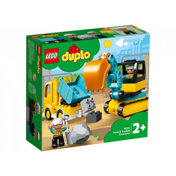 Camion si excavator pe senile