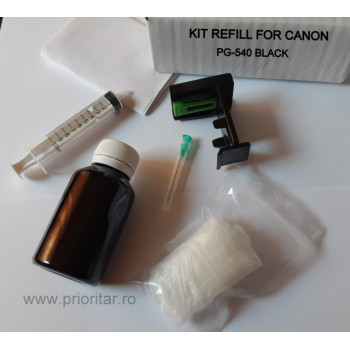 Kit refill reincarcare cartuse Canon PG-540 PG-540XL negru PG540 pt Canon PIXMA MG2250 MG4250 MX375 MX395 MX435