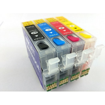 SET cartuse reincarcabile pt EPSON 16 16-XL autoresetabile T1631 T1632 T1633 T1634 Epson REFILABILE 16XL BK+C+M+Y T-1631 1632 1633 1634