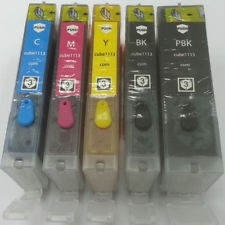 Pachet cartuse reincarcabile PLINE CU CERNEALA compatibil cu CANON PGI-550 CLI-551 autoresetabile ( PGI550 negru si CLI551 Negru Rosu Albastru Galben) pachet 5 cartuse