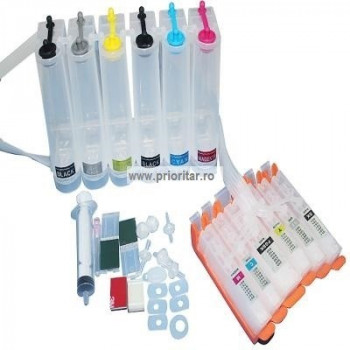 CISS 6 cartuse pt CANON PGI-525 CLI-526 PGI525 BK CLI526 BK C M Y GY 6 culori