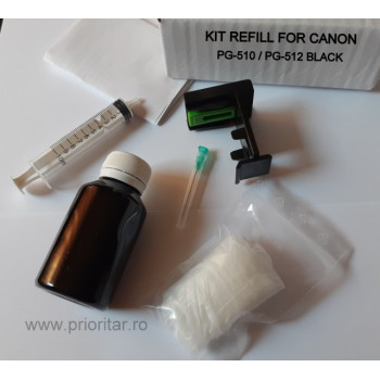 Kit refill reincarcare cartuse Canon PG-510 PG-512 negru PG510 PG512 imprimante Canon Pixma