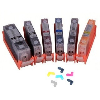 Pachet 6 cartuse autoresetabile reincarcabile pt CANON PGI-525 CLI-526 PLINE CU CERNEALA ( PGI525 BK, CLI526 BK, C, M, Y, GY )