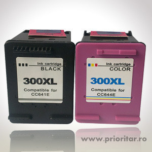 Pachet Cartus NEGRU HP300XL ( CC640EE / CC641EE ) + Cartus COLOR HP300XL ( CC643EE / CC644EE ) HP 300 XL HP-300-XL HP 300XL compatibile