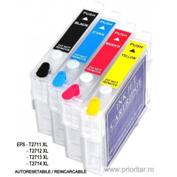 SET Cartuse reincarcabile pt EPSON 27 XL autoresetabile 27XL ( BLACK + CYAN + MAGENTA + YELLOW )