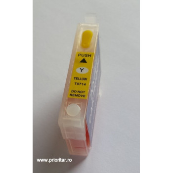 Cartus reincarcabil PLIN CU CERNEALA EPSON T0714 T714 galben cu chip autoresetabil T-714 YELLOW