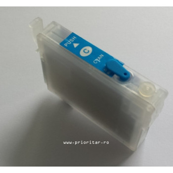 Cartuse autoresetabile PLIN CU CERNEALA EPSON T1292 reincarcabile refilabile Cyan ( Cartus T-1292 cip auto-resetabil albastru )