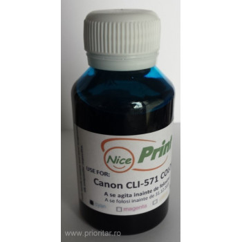Cerneala ALBASTRA pentru cartuse CANON CLI-571 CYAN refilabile CLI571 - 100 ml