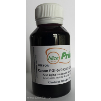 Cerneala NEAGRA pentru cartuse CANON PGI-570 CLI-571 BLACK PGI570 CLI571 refilabile - 100 ml