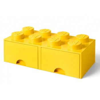 Cutie depozitare LEGO 2x4 cu sertare, galben