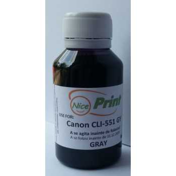 Cerneala gri pt cartuse CANON CLI-551 GRI CLI551-GY gray refilabile si sisteme ciss 100 ml