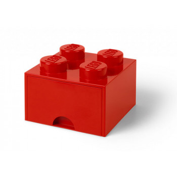 Cutie depozitare LEGO 2x2 cu sertar, rosu