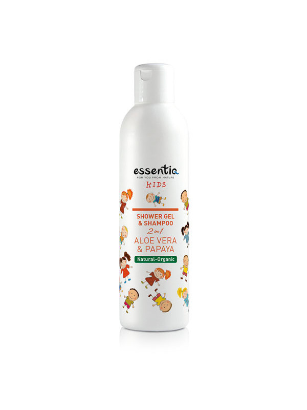 GEL DE DUS SI SAMPON ORGANIC COPII 2 IN 1 ALOE VERA & PAPAYA 250ML - Essentiq