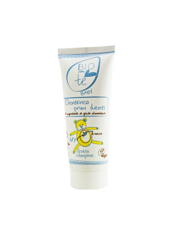 Pasta de dinti pentru copii (primii dintisori) gust zmeura BIOCONTE BABY 75 ml