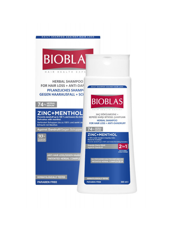 Sampon anticadere Bioblas zinc și menthol antimatreata, 360 ml
