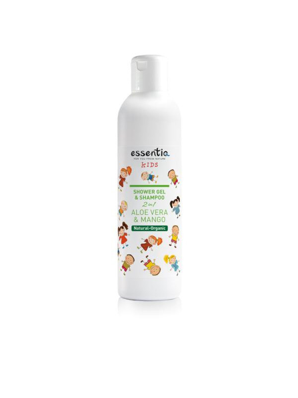 GEL DE DUS SI SAMPON ORGANIC PENTRU COPII 2 IN 1 ALOE VERA & MANGO 250 ML - Essentiq