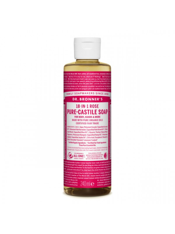 Sapun lichid de Castilia 18-in-1 Trandafiri 60/240/475/945ml - Dr Bronner