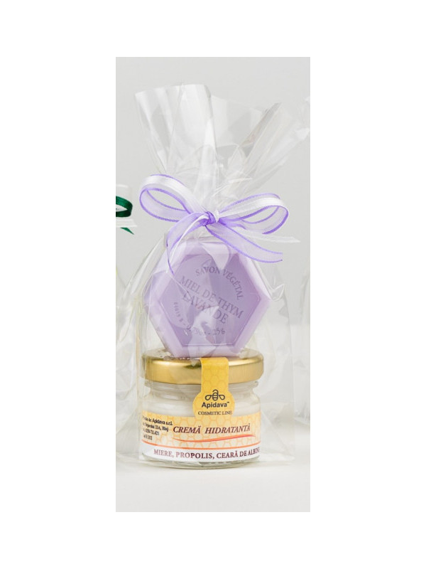 Set Crema hidratantă 30ml cu mini săpun hexagonal - Apidava