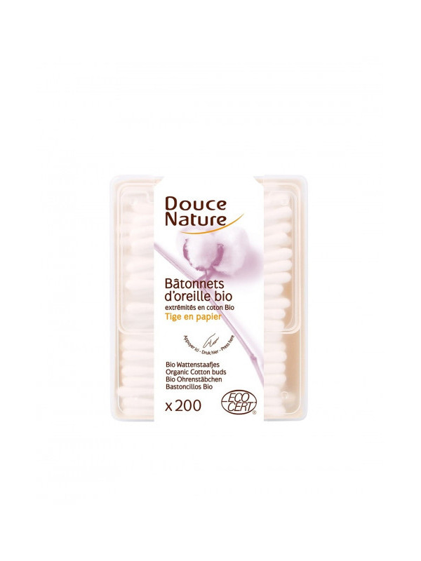 Betisoare de urechi cu bumbac organic 200buc - Douce Nature