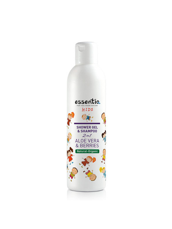 GEL DE DUS SI SAMPON ORGANIC PENTRU COPII 2 IN 1 ALOE VERA & FRUCTE DE PADURE 250ML - Essentiq