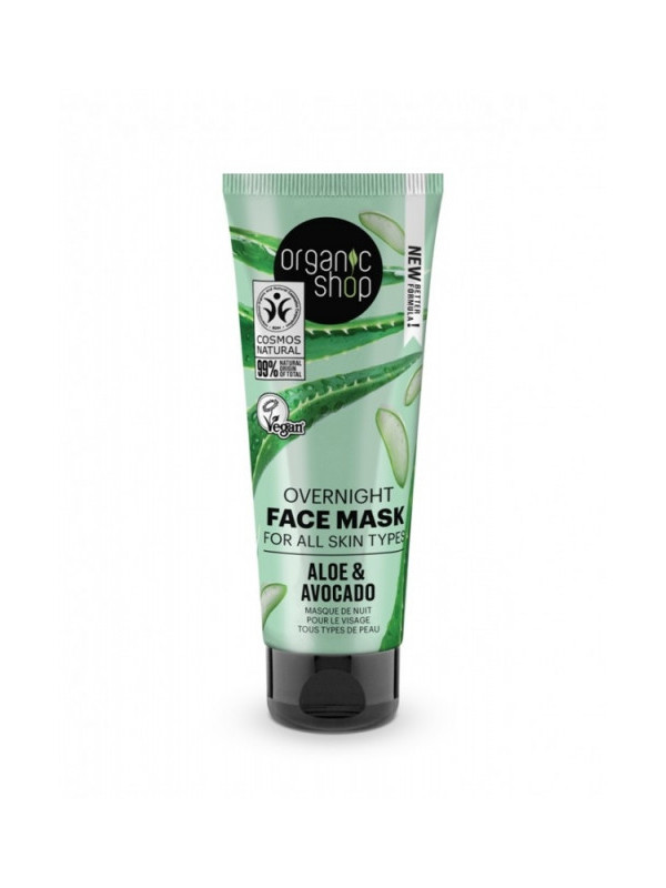 Masca de noapte toate tipurile de ten Aloe & Avocado, 75ml - Organic Shop