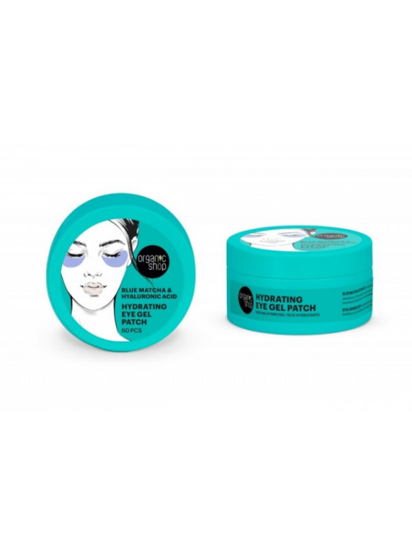 Masca patch pentru ochi hidratanta cu acid hialuronic & blue matcha, 60 buc - Organic Shop