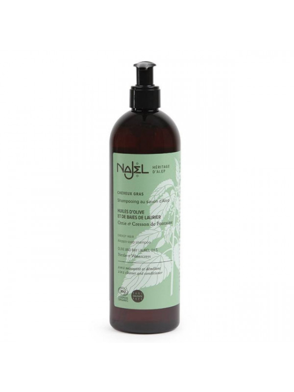 Sampon bio cu sapun de Alep pentru par gras 500ml - Najel