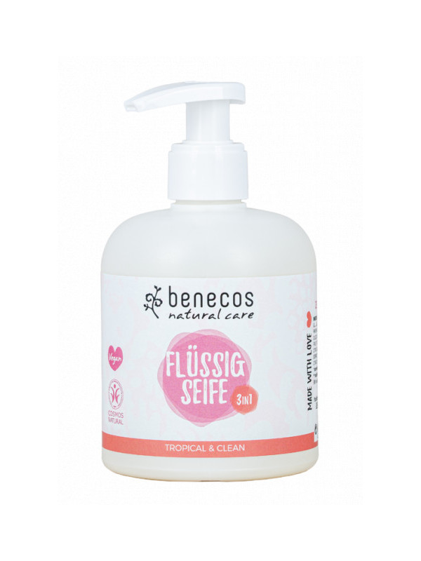 Sapun lichid 3-in-1 fata, maini si corp Tropical & Clean, 300ml - Benecos