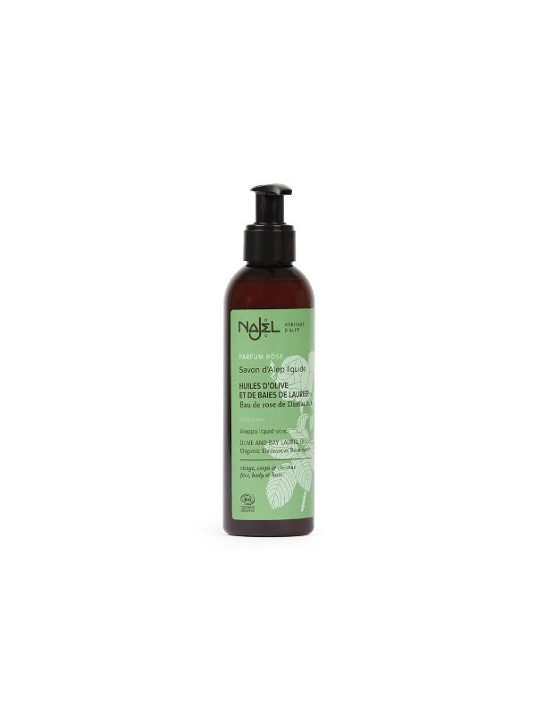 Sapun de Alep lichid bio cu trandafir de Damasc, 200ml - NAJEL