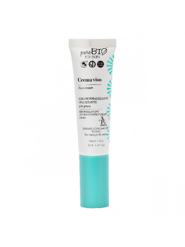 Crema bio matifianta ten gras cu acid hialuronic, 30ml - PuroBio