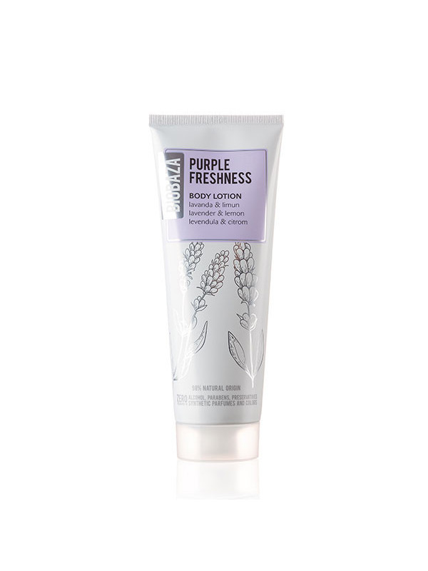 Lotiune de corp hranitoare cu ulei de lavanda si ulei de lamaie, Purple Freshness, Biobaza, 250 ml