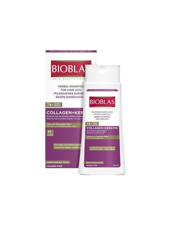Sampon anticadere si volum Bioblas colagen + keratina pentru par subtire, 360 ml