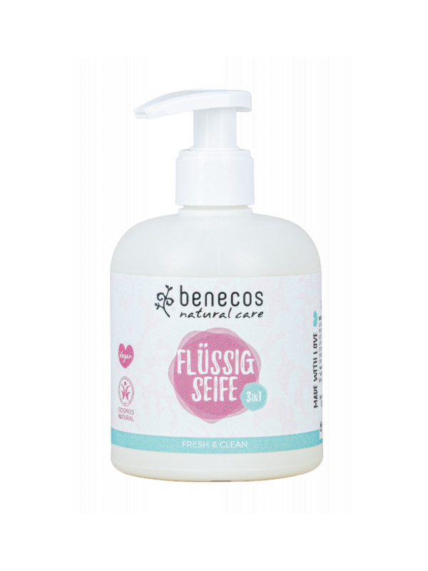 Sapun lichid 3-in-1 fata, maini si corp Fresh & Clean, 300ml - Benecos
