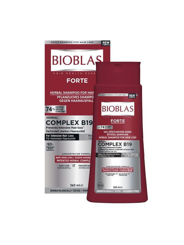 Sampon preveire anticadere Bioblas Forte cu complex de vitamina B19, 360 ml