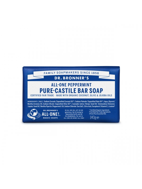 Sapun solid de Castilia, aroma Menta 140g - Dr Bronner