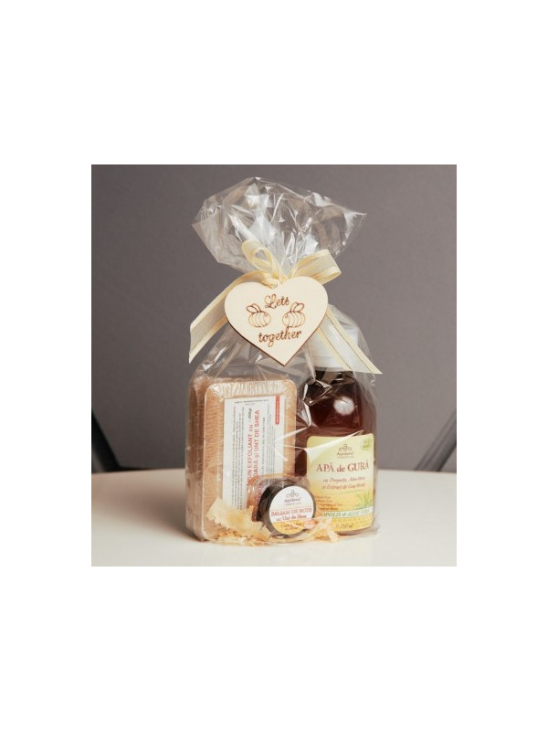 Set Apa de gura cu Propolis, Balsam de buze și Sapun exfoliant Apidava
