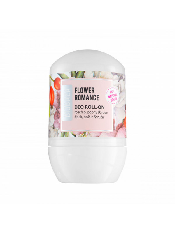 Deodorant natural pe baza de piatra de alaun pentru femei FLOWER ROMANCE (trandafir si bujor), Biobaza, 50 ml