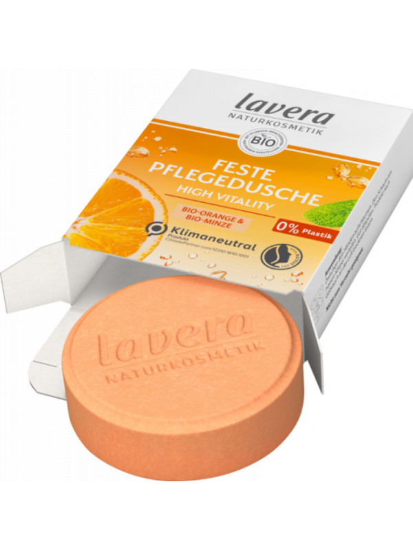 Gel de dus solid High Vitality cu portocale si menta - LAVERA