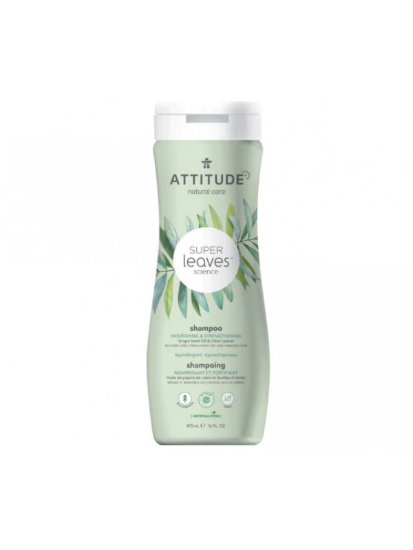 Sampon hranire si intarire radacina pentru toate tipurile de par Superleaves, 473 ml - ATTITUDE