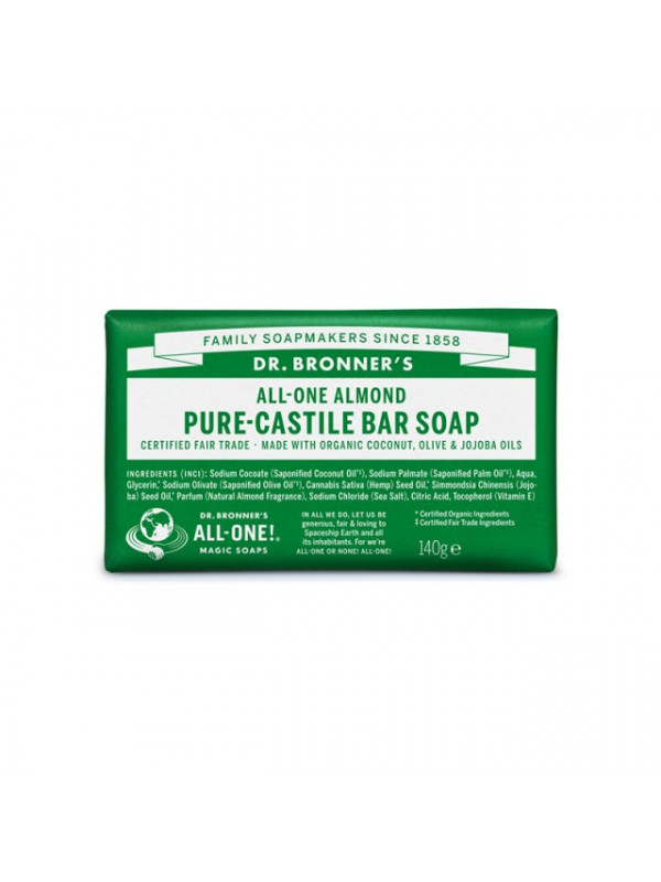 Sapun solid de Castilia, aroma Migdale 140g - Dr Bronner