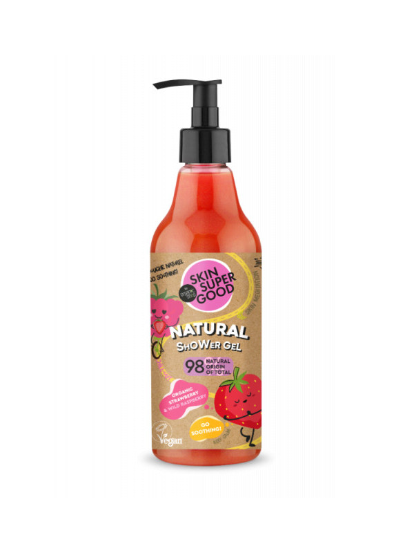 Gel de dus natural Go Soothing cu zmeura & capsuni, 500ml - Skin Supergood