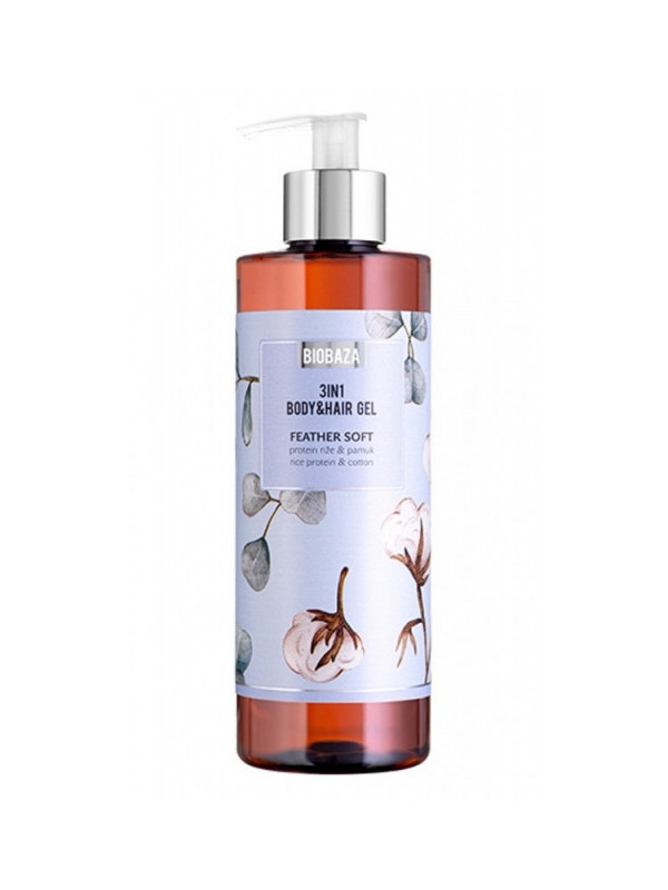 Sampon si gel de dus natural cu proteina din orez si bumbac, 400 ml - BIOBAZA