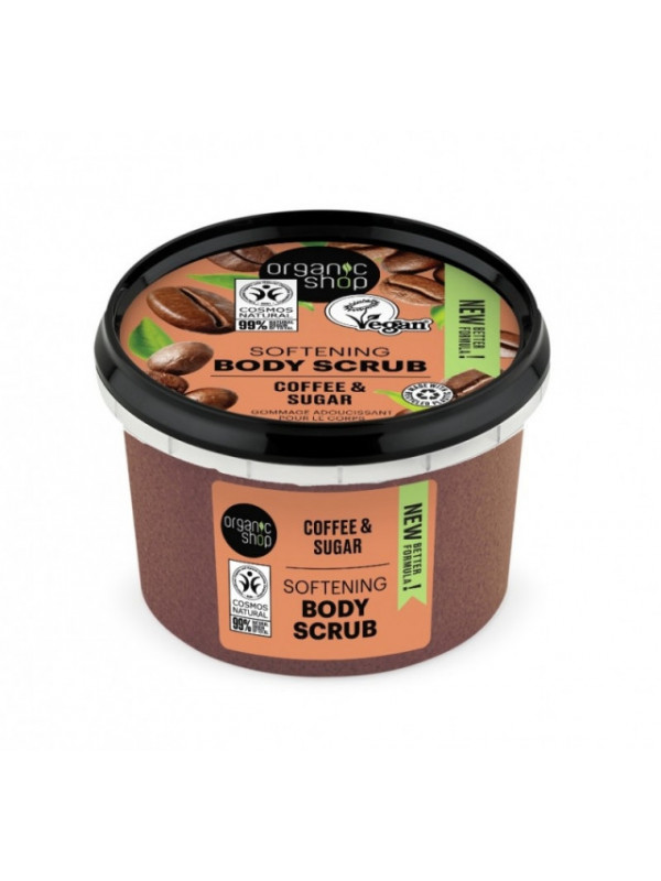 Scrub de corp delicios cu zahar si cafea Brazilian Coffee, 250 ml - Organic Shop