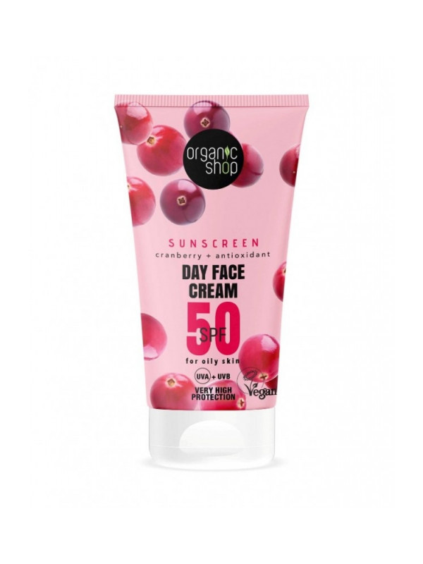 Crema protectie solara ten mixt sau gras, SPF 50 UVA - UVB, 50ml - Organic Shop