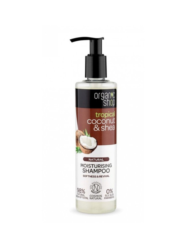 Sampon bio hidratant pentru par uscat Coconut & Shea, 280 ml - Organic Shop