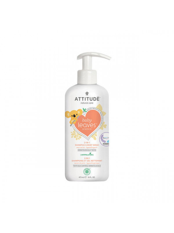 Sampon si gel de dus pentru bebe, nectar de pere, 473ml - ATTITUDE Baby Leaves